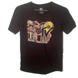 Women's T-Shirt MTV Music‎ 1990's Floral Design Size Medium